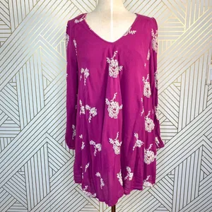Free People Embroidered‎ Austin Mini Dress Purple thumbnail 3