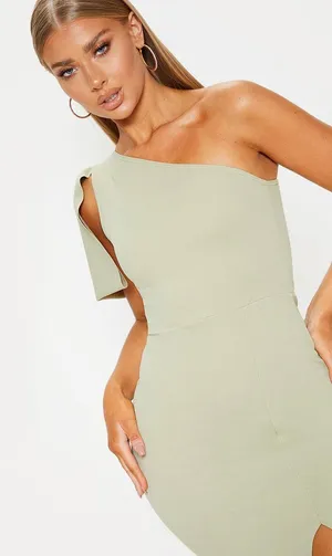 Pretty Little Thing Sage Off The Shoulder Dress thumbnail 4