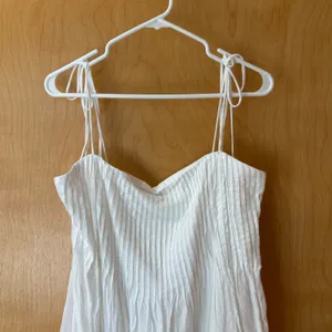 Abercrombie & Fitch Maxi Dress Womens XLT White Pleated Tie Strap Smocked Pocket thumbnail 3