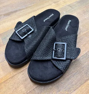 Pierre Dumas Black Woven Buckle Slide Sandals thumbnail 1