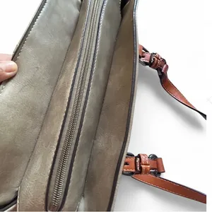 Hema Zhuofan Women's Bag 2tone Brown Leather Shoulder Purse thumbnail 4