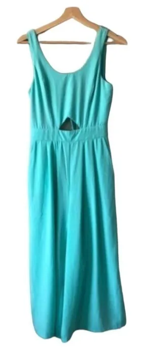 Gianni Bini Turquoise Blue‎ Cut Out Wide Leg Cropped Jumpsuit S thumbnail 1