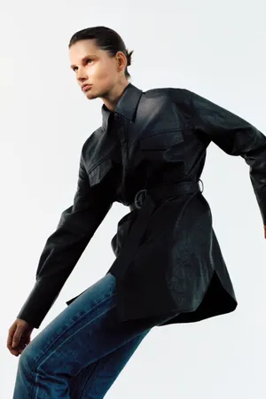 ZARA Limited Edition Faux Leather Shirt Jacket thumbnail 1