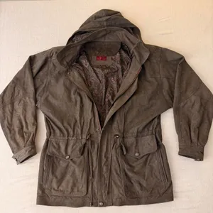 Patricks Cotacachi‎ Ecuador Brown Leather Hooded Field Jacket Paisley Lined thumbnail 10