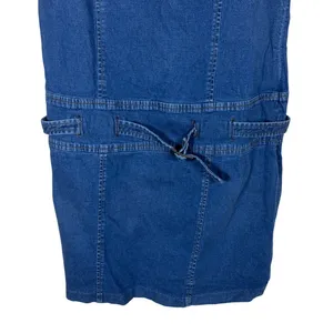 Vintage Forenza Blue Denim Mini Dress Sleeveless Belted Stretch Size 12 90s Y2K thumbnail 3