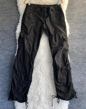 Union Bay Black Cargo Pants Adjustable Drawstrings Y2k Gorpcore Dark Academia thumbnail 1