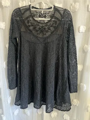 Free people Black Long-Sleeve Lace Dress thumbnail 1