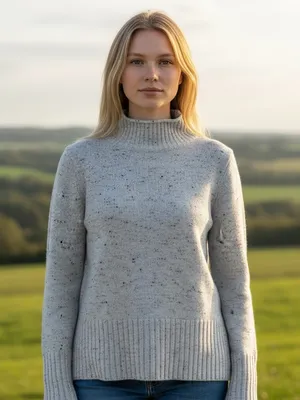 Madewell Gray Nep Merino Wool Blend Mock Neck Rib Knit Sweater Women’s Small Top thumbnail 3