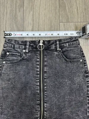 Garage Washed Black Mini Skirt XS Front Zipper thumbnail 5