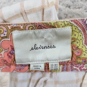 Elevenses Anthropologie Linen Windowpane Wide Leg Crop Pants Beige Womens 16T‎ thumbnail 3