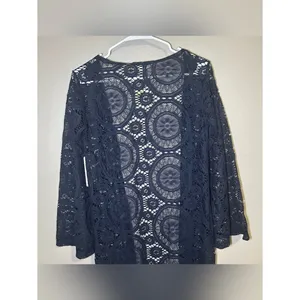 New Altar’d State Blue Crochet Knit Boho Kimono Cardigan Women’s Size Large thumbnail 6