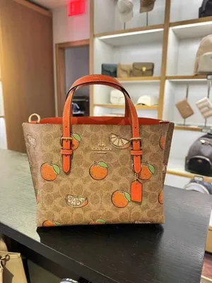 Coach Mollie Tote Bag 25 In Signature Canvas With Orange Print CBB55 thumbnail 2