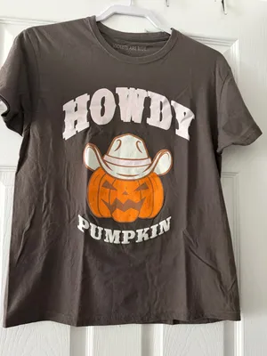 Howdy Pumpkin Halloween Graphic Tee Cowgirl Western Small thumbnail 1