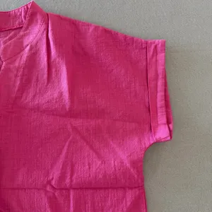 Women's Short Sleeve Cotton Linen Feel Tunic Style Top Size Large #260710 thumbnail 3