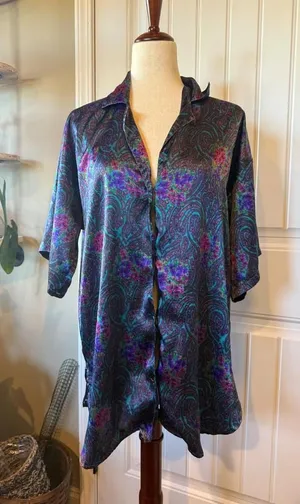 Victoria's Secret‎ Paisley Satin Kimono Robe Shirt Nightgown Size S thumbnail 1