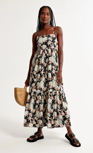 Abercrombie & Fitch Maxi dress size medium Low Back Babydoll floral thumbnail 1