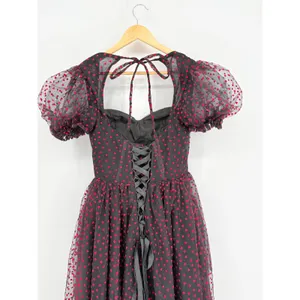 Heart Print Tulle Corset‎ Midi Dress Small Black Red Goth Coquette Prom Formal thumbnail 9