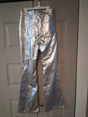 Love, Fire bell bottom y2k 2000s millenium pants in metallic platinum silver size 7. thumbnail 5