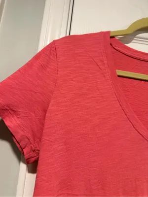 NWOT Madewell Size M Pink V Neck Short Sleeve Lightweight Slub Cotton Top thumbnail 5