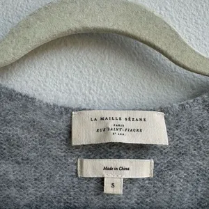 Sezane Alfred Kid Mohair Merino Knit Jumper Sweater Gray V Neck Size Small thumbnail 3