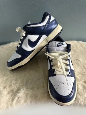 Nike Women’s Dunk Low Premium Vintage Navy White Sneakers thumbnail 1