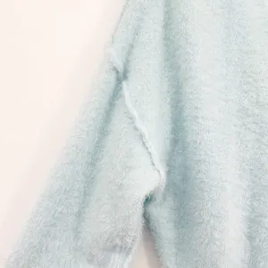 Free People Womens Princess‎ Delicate Blue Fuzzy Ethereal Coquette Sweater M thumbnail 4