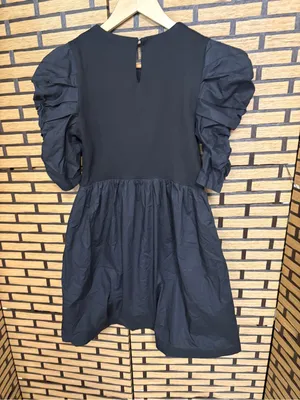 English factory black ruched sleeve dress size small thumbnail 2