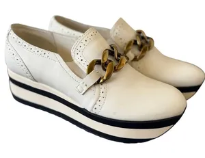 Dolce Vita Jhenee White Leater Spectator Platform Chain Link Loafer Sneaker thumbnail 1