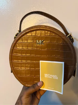 Michael Kors Cognac Croc-Embossed Round Crossbody Bag thumbnail 1