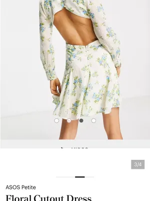 ASOS Petite Cream Mini Dress with Blue and Green Floral Print and Ring Cutout thumbnail 2