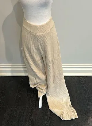White Fox Cream Wool Flare Lounge Pants thumbnail 1