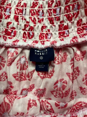 NEW Roller Rabbit x Target Red White Floral Gingham Smocked Waist Tiered Mini XS thumbnail 4