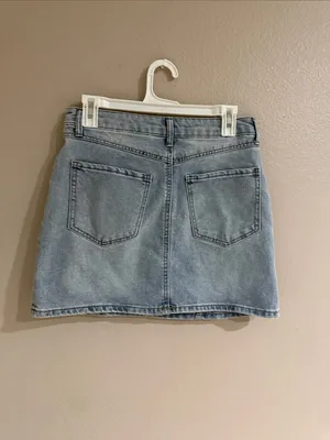 Celebrity Pink Light Blue Denim Mini Skirt thumbnail 4