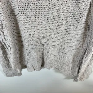Free People‎ Womens Oversized V-Neck Textured Knit Sweater Beige Large thumbnail 3