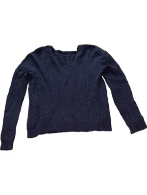 Polo Ralph Lauren Wool Cashmere Cable Knit V-Neck Sweater Navy XL thumbnail 3