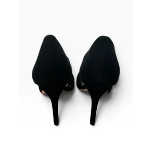 Cole Haan Bethany Open Toe Pump 7 Black Suede d'Orsay Stiletto Heels thumbnail 4