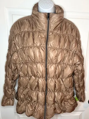 BCBGeneration Zip Quilted Short Puffer Jacket Toffee Brown M NWT thumbnail 2