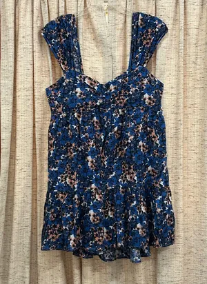 Free People Linen Blend Pattern Play Mini Dress thumbnail 1
