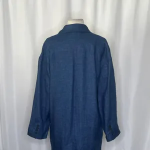 ZARA Limited Edition Linen Coat Buttons Pockets Double Breasted Blue X-Small thumbnail 10