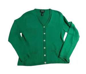 Lauren Ralph Lauren Green 100% cotton cardigan size L thumbnail 1