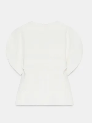 Zara NWT White Structured Zip-Front Top with Split puff Sleeves thumbnail 5