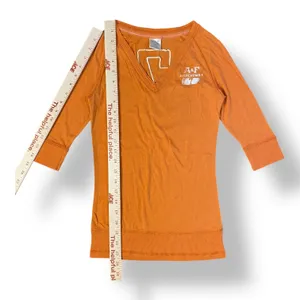 Abercrombie‎ & Fitch Vintage Y2K 3/4 Sleeve Sweater Womens Size S Orange thumbnail 3