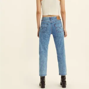 Levi's Wedgie Straight Stretch Denim Jeans 32 x 28 High Rise Cropped Distressed thumbnail 7