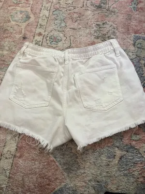 Aerie White Denim Shorts thumbnail 3