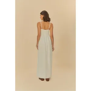 NWOT Farm Rio Linen Blend White Sleeveless Maxi Dress Size L thumbnail 4
