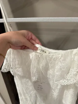 Storia White Lace Asymmetrical Maxi Dress thumbnail 5