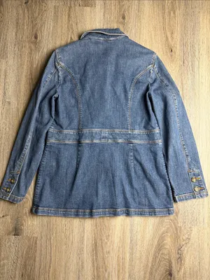 L.L. Bean Blue Denim Safari Utility Jacket Size Medium thumbnail 2