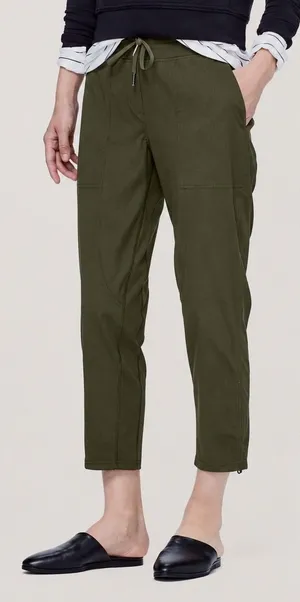 Lululemon Dance Studio Crop II Unlined Pants Dark Olive Women's 10 Drawstring thumbnail 1