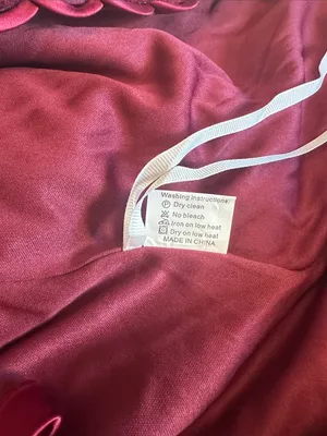 Flocked Velvet Sequin Bodice Pleated Satin Skirt Ball Gown Burgundy Size 16 NWOT thumbnail 8