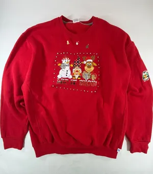 Russell Athletic Red Let It Snow Christmas Sweatshirt XXL Embellished Studded thumbnail 1
